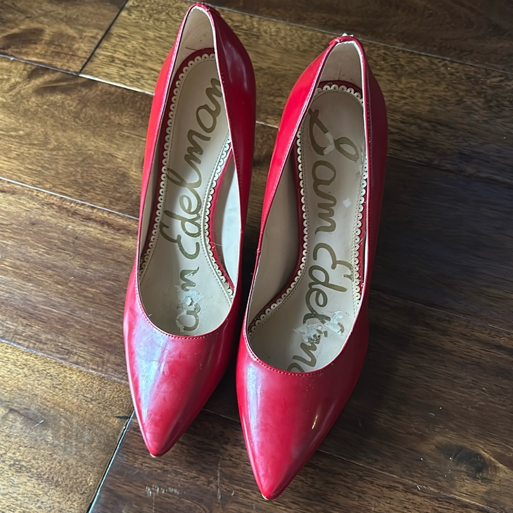 Sam Edelman red leather pumps